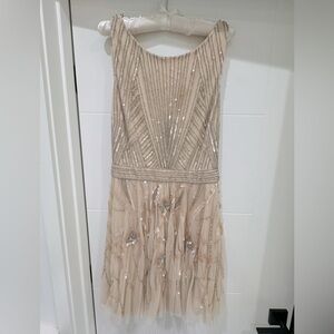 Aidan Mattox Blush Sequin Cocktail Dress Knee length